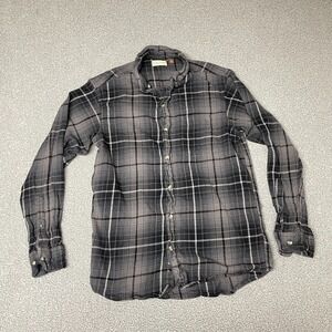 Hobbs Creek Shirt Mens Medium gray & Black Long Sleeve Button Up Plaid Flannel